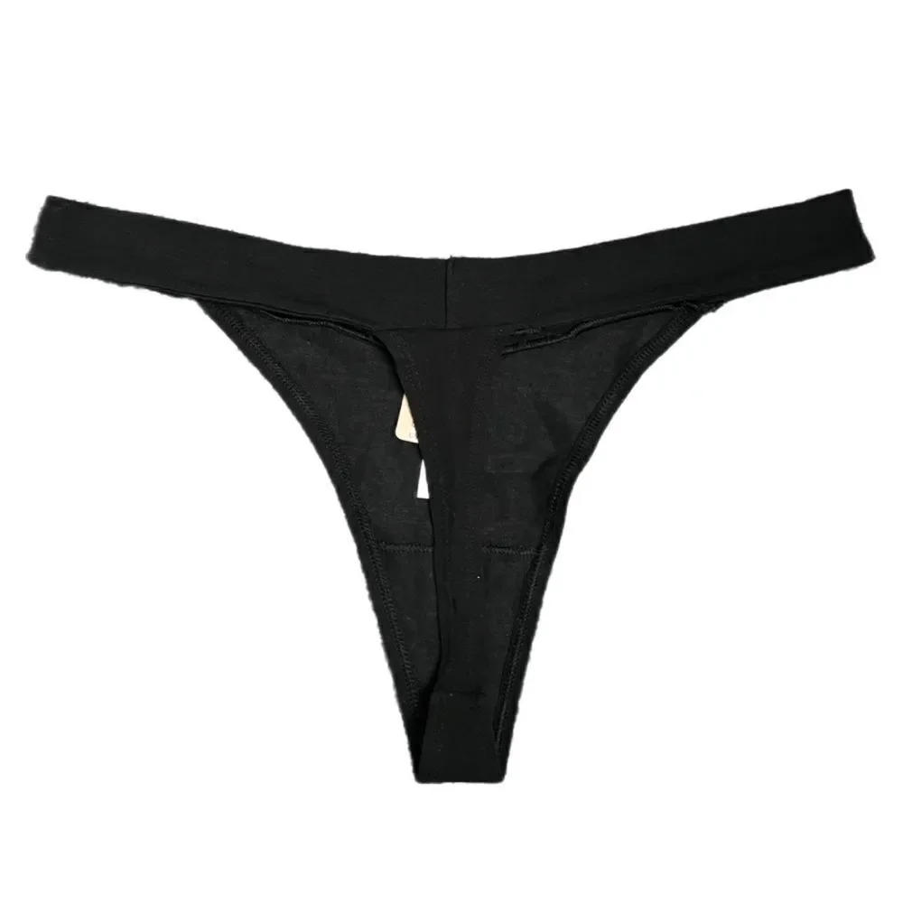 Victorias Secret Pink Soft Cotton Thong Panty Script Logo Black